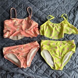 Bundle of 2 OshKosh B'gosh Girls Swim Bikinis - Pink/Orange and Yellow/Pink